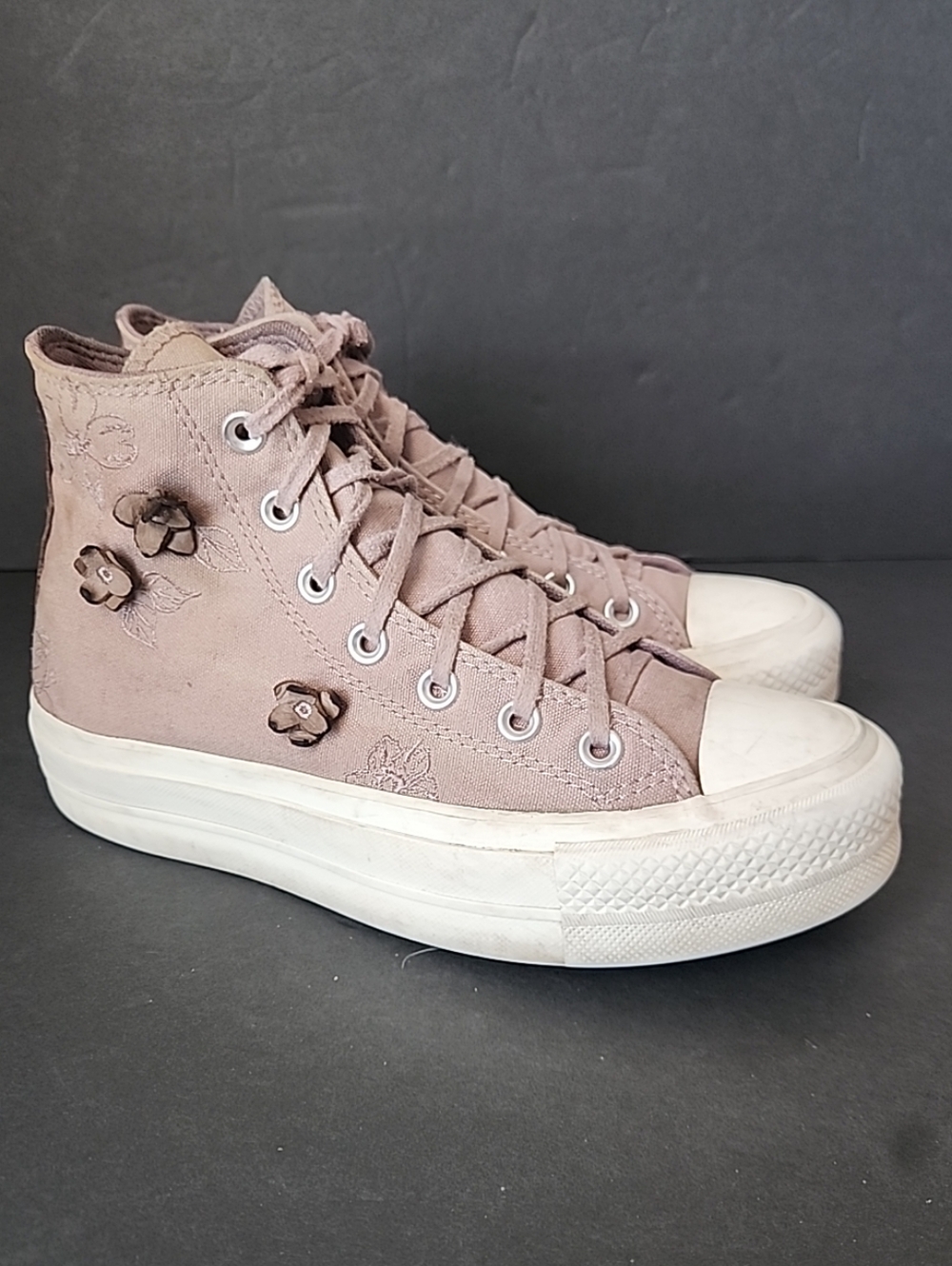 Converse Chuck Taylor All Star Lift Platform Womens 7 Mauve Floral - Picture 2 of 7